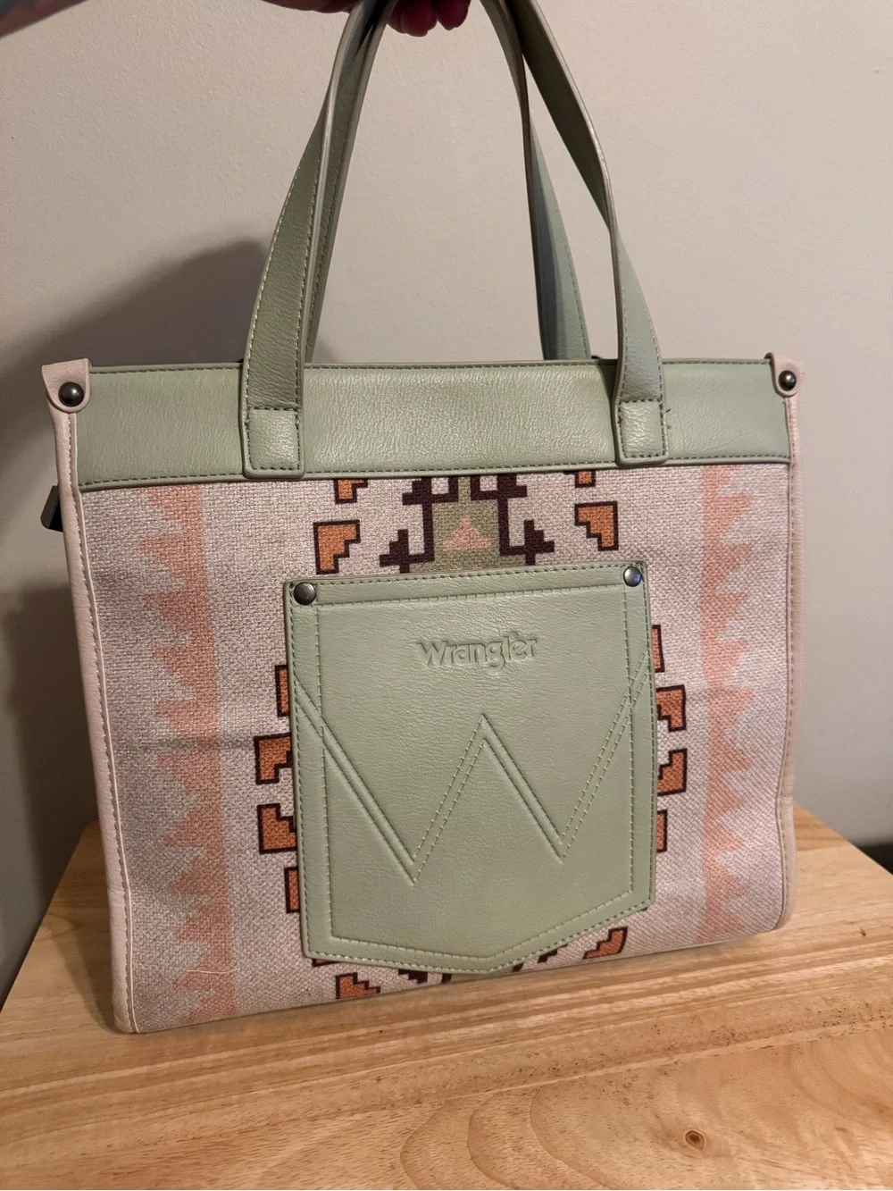 Wrangler Southwestern Aztec Tote Purse crossbody satchel mint sage green
